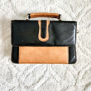 Black & Tan Genuine Leather Handbag
